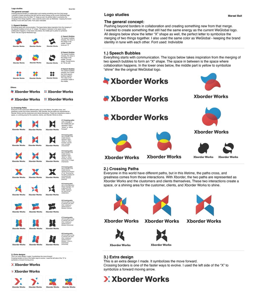 Xborder Works Logo Studies - Design Process