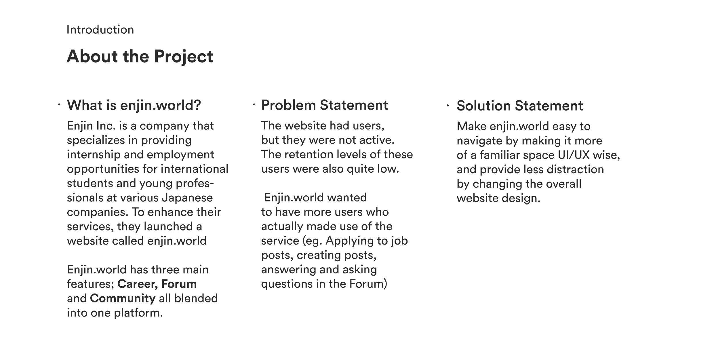 About the project - problem and solution statement