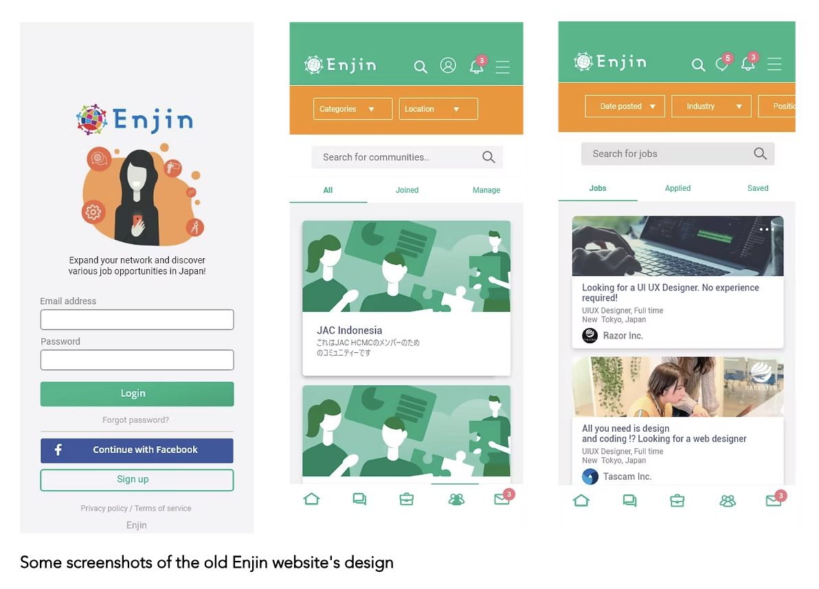 Some screenshots of the old Enjin website's design