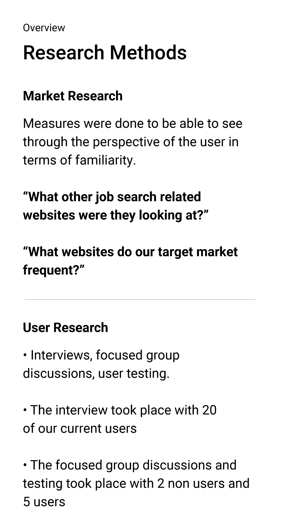 Research methods - market and user research