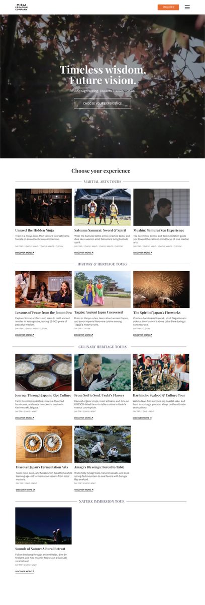 Redesigned Mirai Creation Experience home page